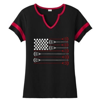 Lacrosse American USA Flag Ladies Halftime Notch Neck Tee