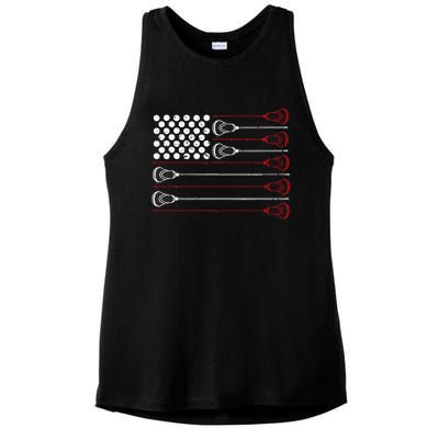 Lacrosse American USA Flag Ladies PosiCharge Tri-Blend Wicking Tank