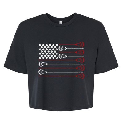 Lacrosse American USA Flag Bella+Canvas Jersey Crop Tee