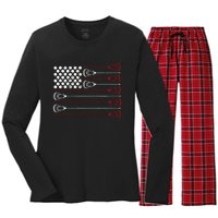 Lacrosse American USA Flag Women's Long Sleeve Flannel Pajama Set 