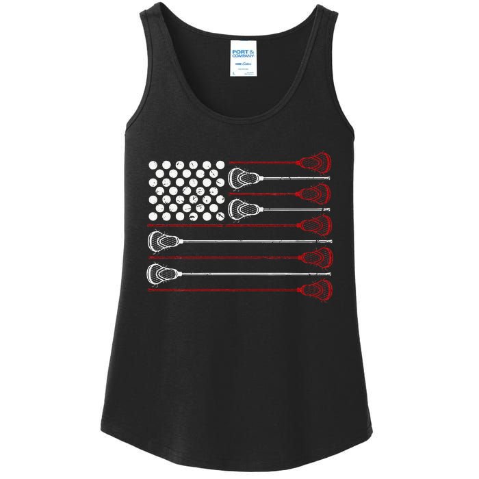 Lacrosse American USA Flag Ladies Essential Tank