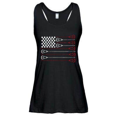 Lacrosse American USA Flag Ladies Essential Flowy Tank