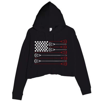 Lacrosse American USA Flag Crop Fleece Hoodie