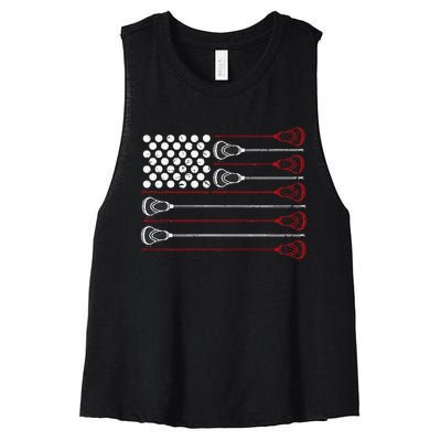 Lacrosse American USA Flag Women's Racerback Cropped Tank