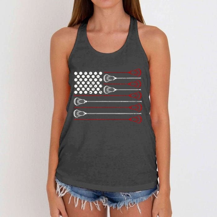 Lacrosse American USA Flag Women's Knotted Racerback Tank