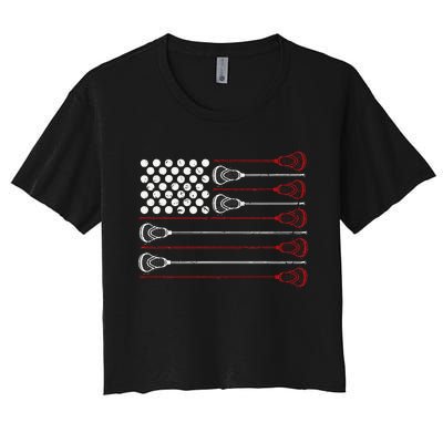 Lacrosse American USA Flag Women's Crop Top Tee