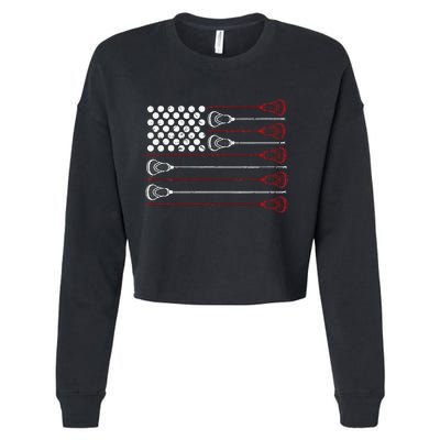 Lacrosse American USA Flag Cropped Pullover Crew