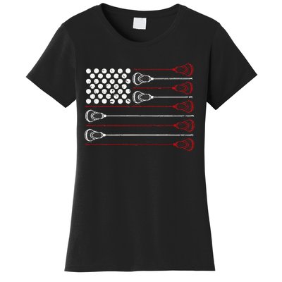 Lacrosse American USA Flag Women's T-Shirt