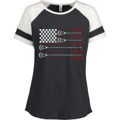 Lacrosse American USA Flag Enza Ladies Jersey Colorblock Tee