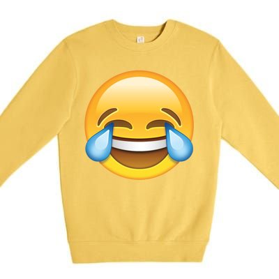 Laughing out Loud Emoticon Emoji Smiley Crying Premium Crewneck Sweatshirt