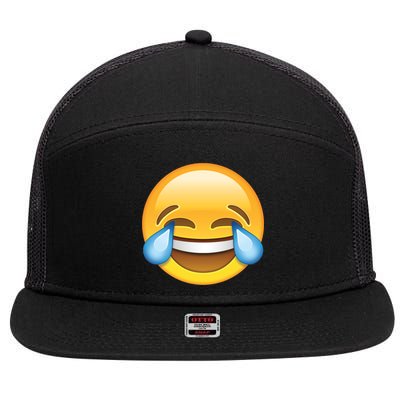 Laughing out Loud Emoticon Emoji Smiley Crying 7 Panel Mesh Trucker Snapback Hat