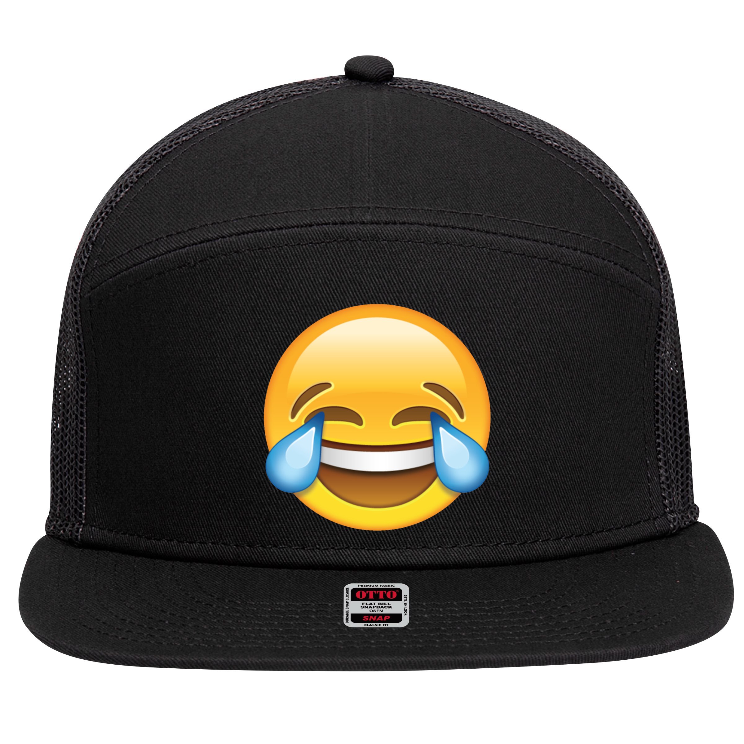 Laughing out Loud Emoticon Emoji Smiley Crying 7 Panel Mesh Trucker Snapback Hat
