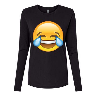 Laughing out Loud Emoticon Emoji Smiley Crying Womens Cotton Relaxed Long Sleeve T-Shirt