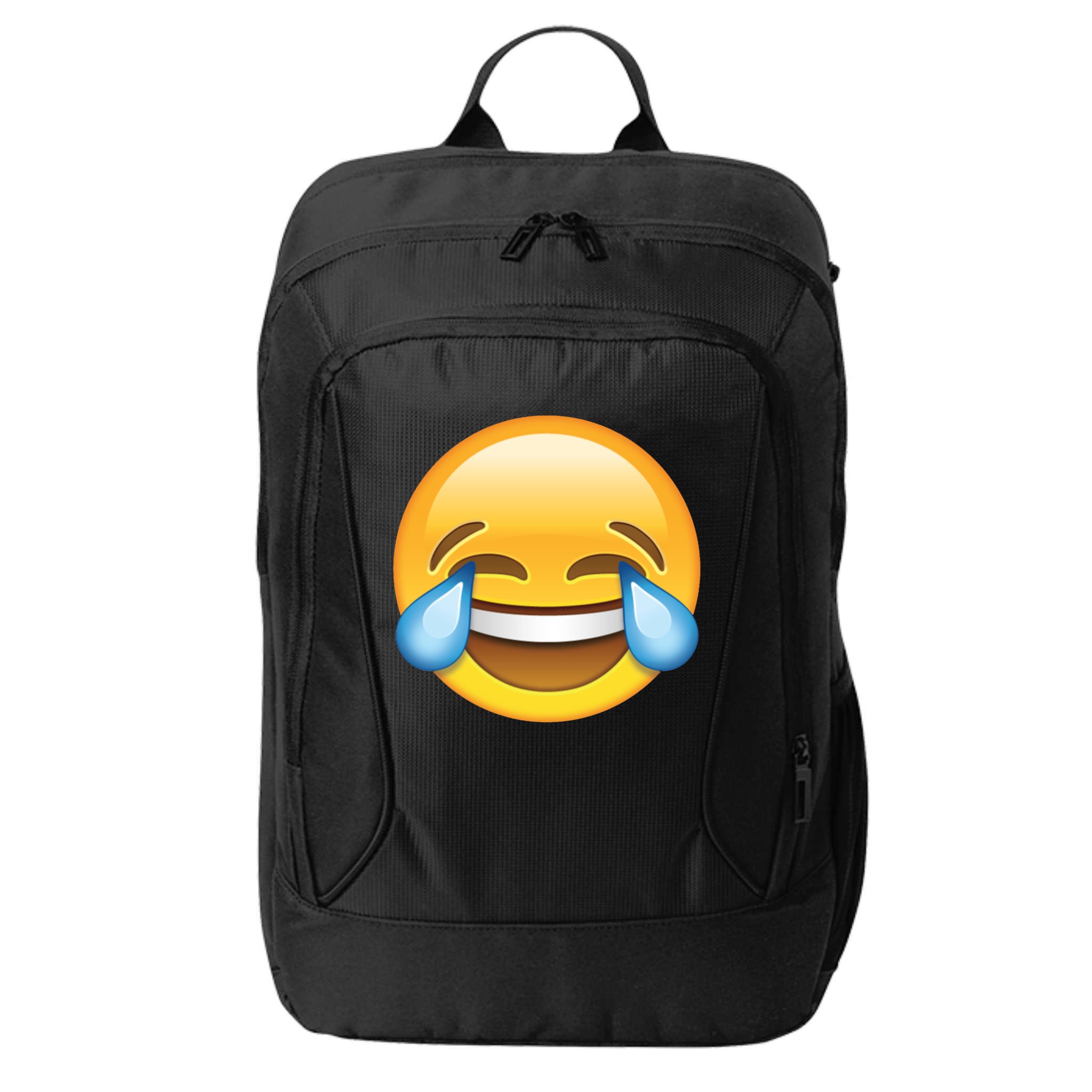Laughing out Loud Emoticon Emoji Smiley Crying City Backpack