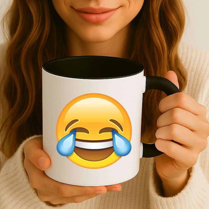 Laughing out Loud Emoticon Emoji Smiley Crying Mug