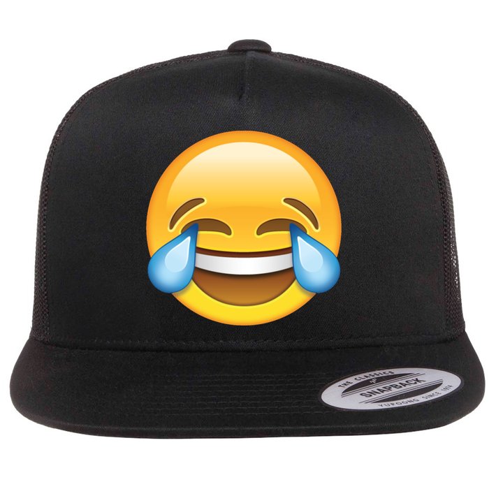 Laughing out Loud Emoticon Emoji Smiley Crying Flat Bill Trucker Hat