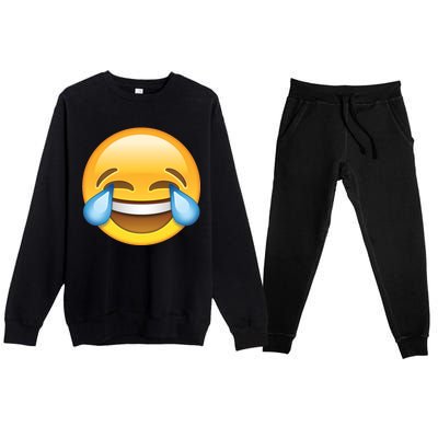 Laughing out Loud Emoticon Emoji Smiley Crying Premium Crewneck Sweatsuit Set