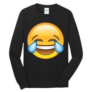 Laughing out Loud Emoticon Emoji Smiley Crying Tall Long Sleeve T-Shirt