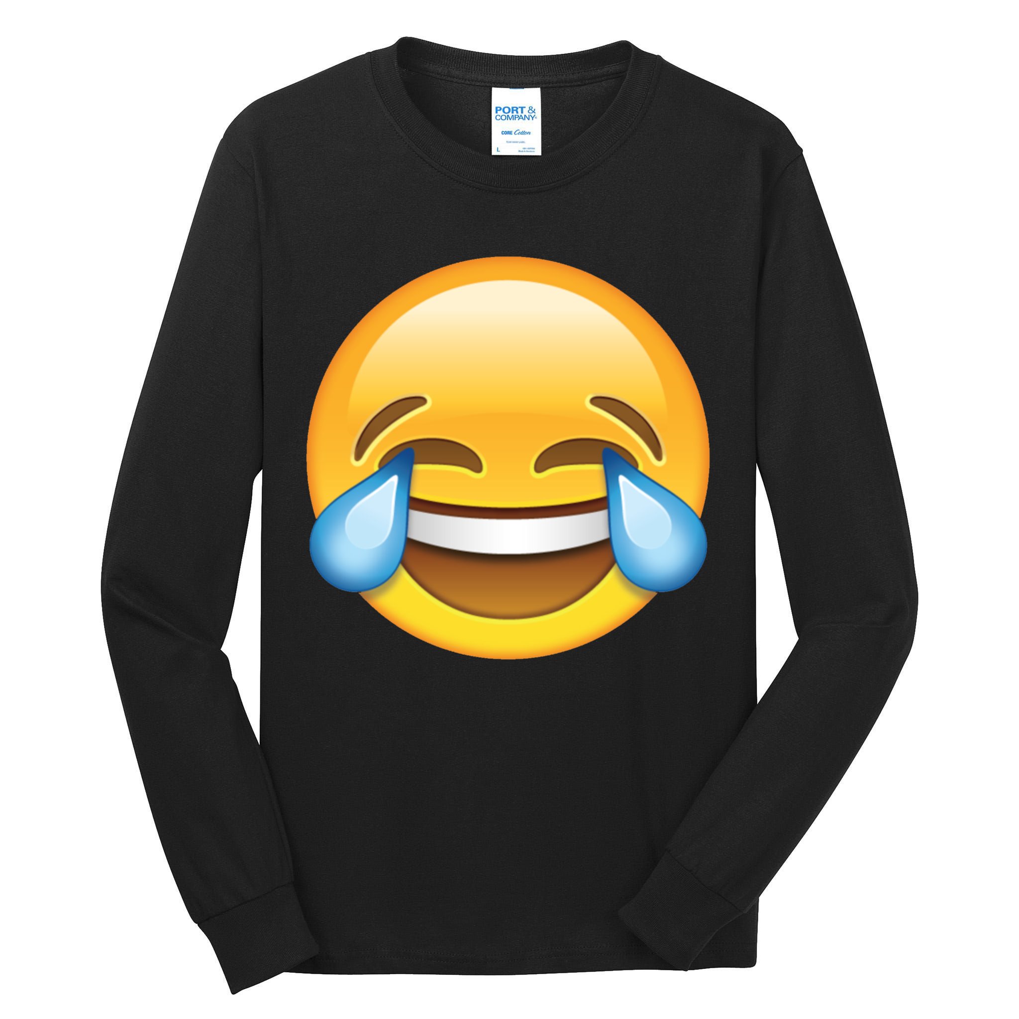 Laughing out Loud Emoticon Emoji Smiley Crying Tall Long Sleeve T-Shirt