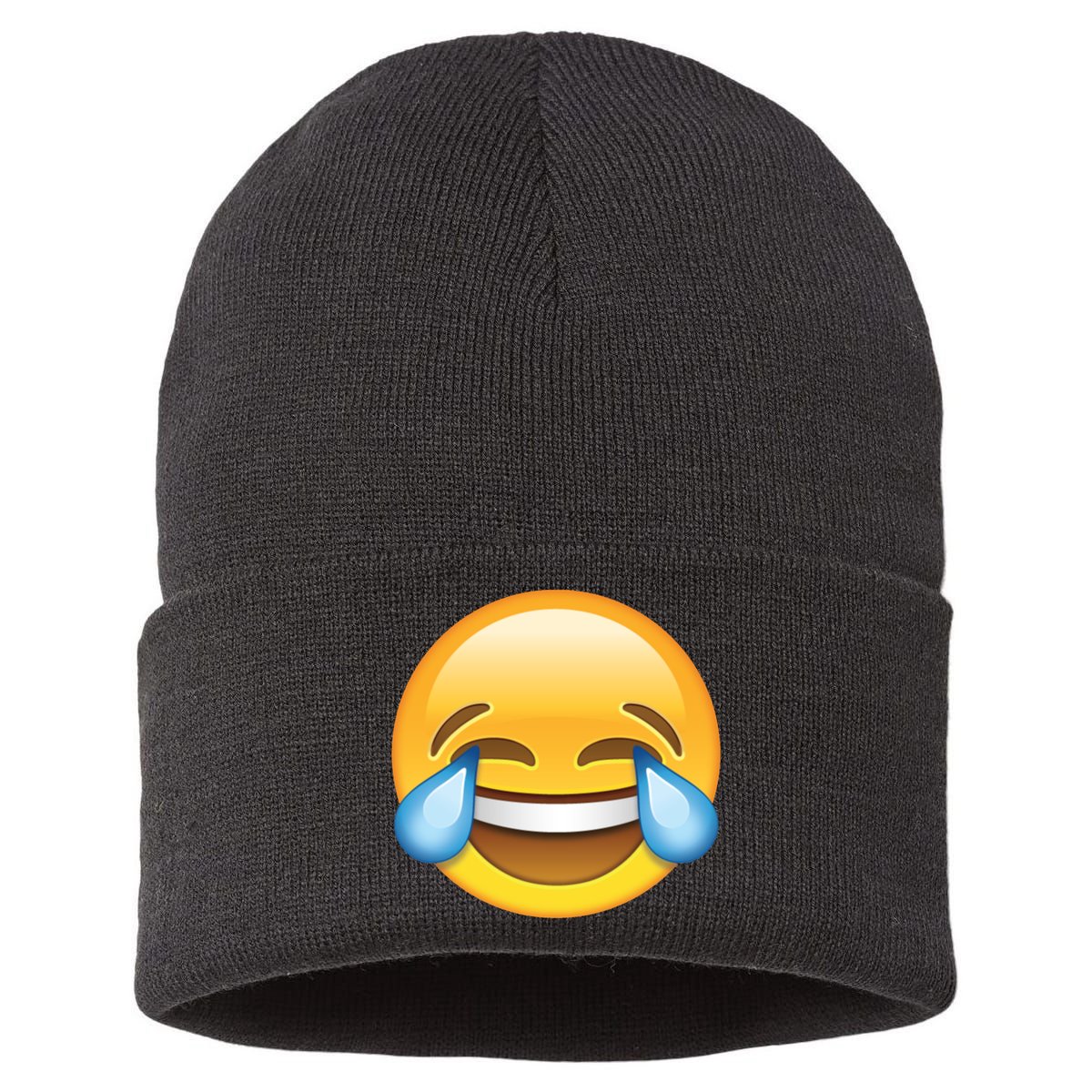 Laughing out Loud Emoticon Emoji Smiley Crying Sustainable Knit Beanie