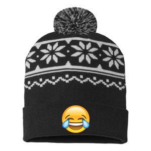 Laughing out Loud Emoticon Emoji Smiley Crying USA-Made Snowflake Beanie