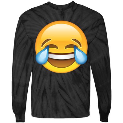 Laughing out Loud Emoticon Emoji Smiley Crying Tie-Dye Long Sleeve Shirt