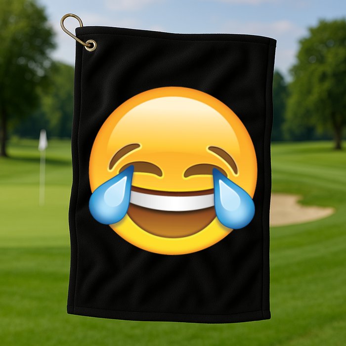 Laughing out Loud Emoticon Emoji Smiley Crying Golf Towel