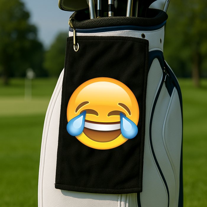 Laughing out Loud Emoticon Emoji Smiley Crying Golf Towel