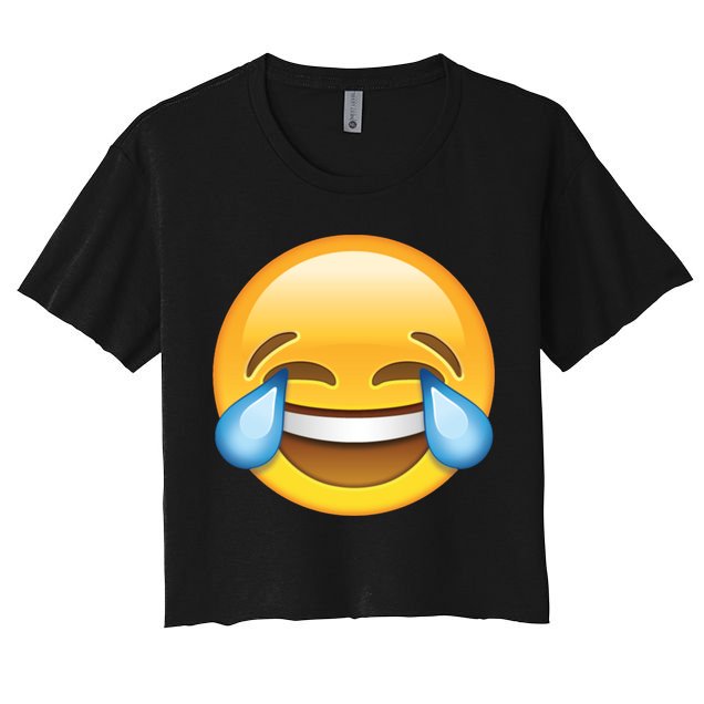 Laughing out Loud Emoticon Emoji Smiley Crying Crop Top