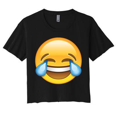 Laughing out Loud Emoticon Emoji Smiley Crying Women's Crop Top Tee