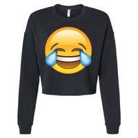 Laughing out Loud Emoticon Emoji Smiley Crying Cropped Pullover Crew