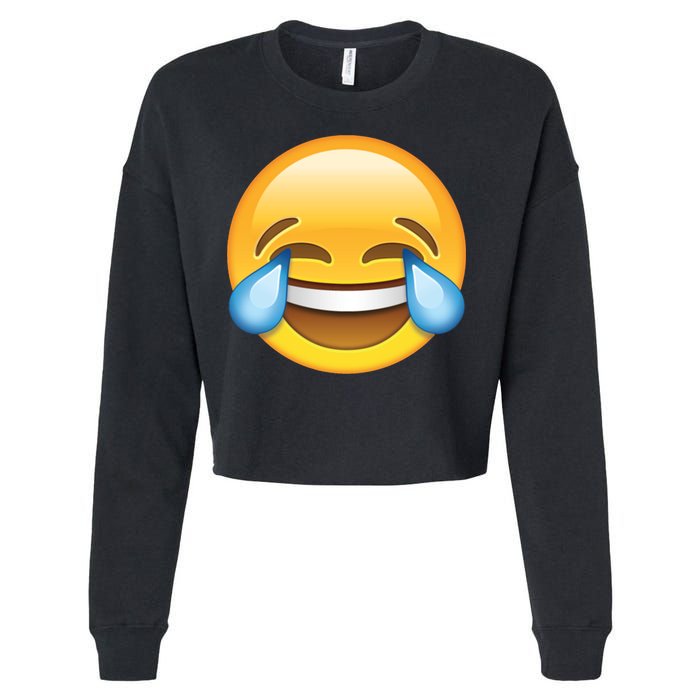 Laughing out Loud Emoticon Emoji Smiley Crying Cropped Pullover Crew