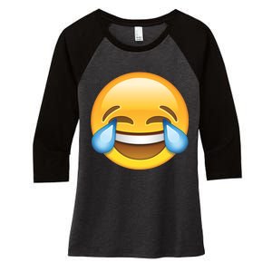 Laughing out Loud Emoticon Emoji Smiley Crying Women's Tri-Blend 3/4-Sleeve Raglan Shirt