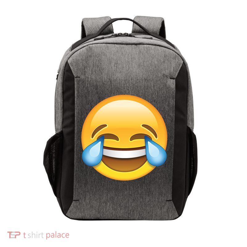 Laughing out Loud Emoticon Emoji Smiley Crying Vector Backpack