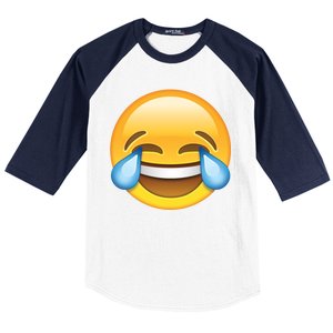 Laughing out Loud Emoticon Emoji Smiley Crying Baseball Sleeve Shirt