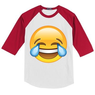 Laughing out Loud Emoticon Emoji Smiley Crying Kids Colorblock Raglan Jersey