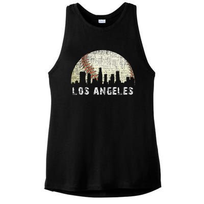 Los Angeles Vintage Baseball Distressed Gameday Retro Ladies PosiCharge Tri-Blend Wicking Tank