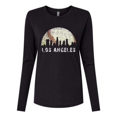 Los Angeles Vintage Baseball Distressed Gameday Retro Womens Cotton Relaxed Long Sleeve T-Shirt