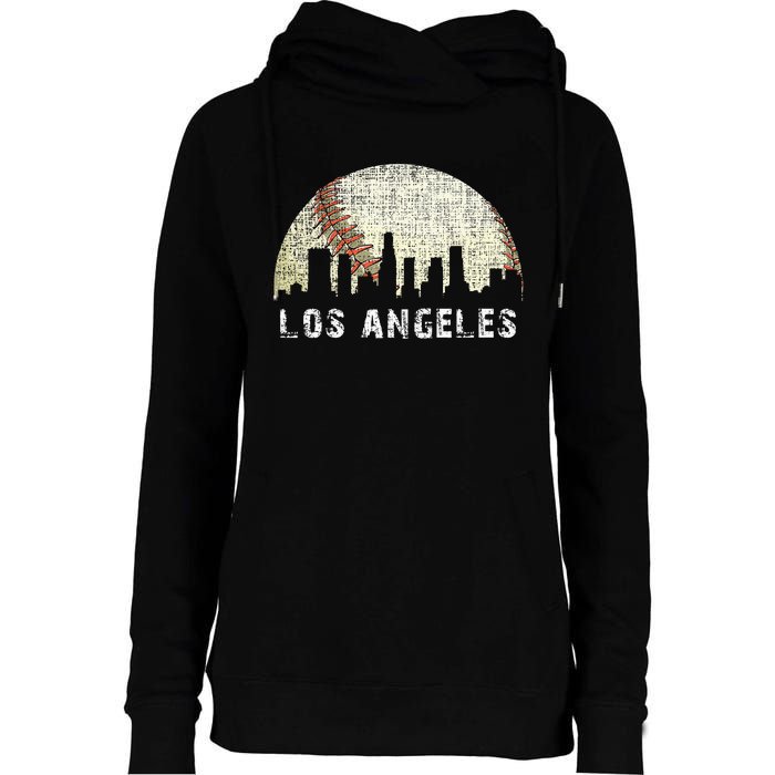 Los Angeles Vintage Baseball Distressed Gameday Retro Womens Funnel Neck Pullover Hood