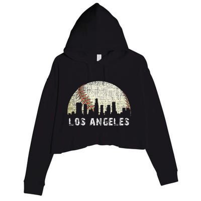 Los Angeles Vintage Baseball Distressed Gameday Retro Crop Fleece Hoodie