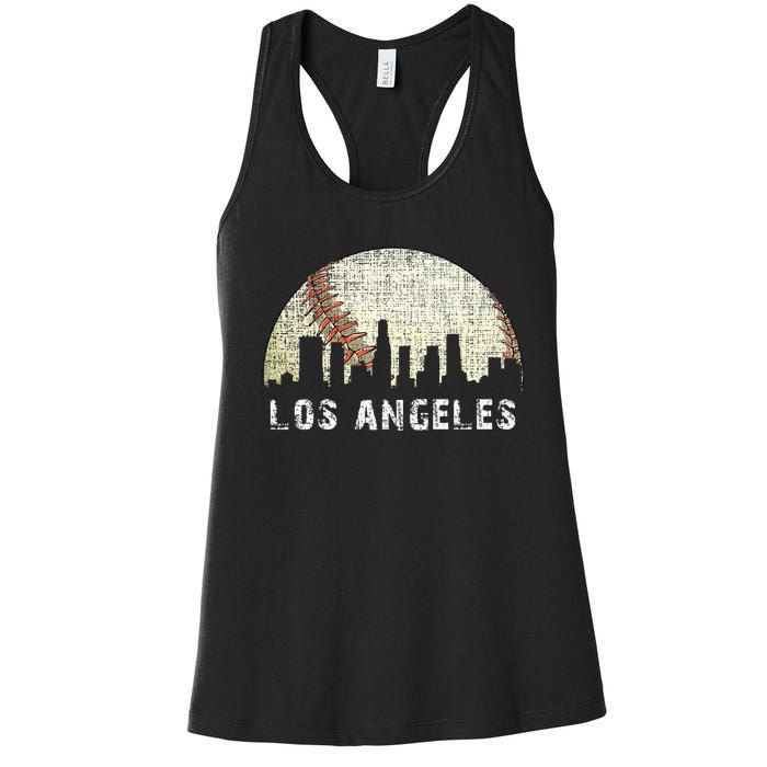 Los Angeles Vintage Baseball Distressed Gameday Retro Women's Racerback Tank