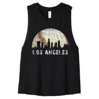 Los Angeles Vintage Baseball Distressed Gameday Retro Women's Racerback Cropped Tank