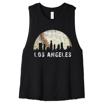 Los Angeles Vintage Baseball Distressed Gameday Retro Women's Racerback Cropped Tank