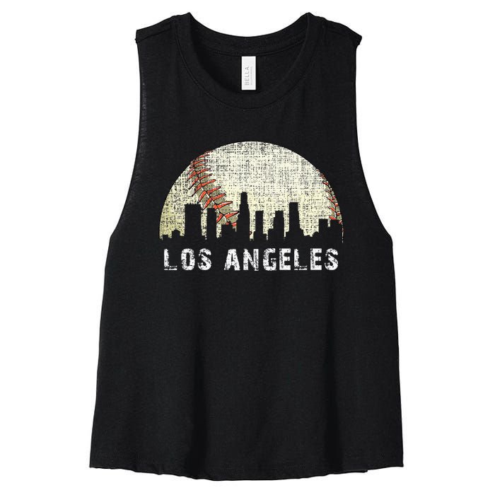 Los Angeles Vintage Baseball Distressed Gameday Retro Women's Racerback Cropped Tank