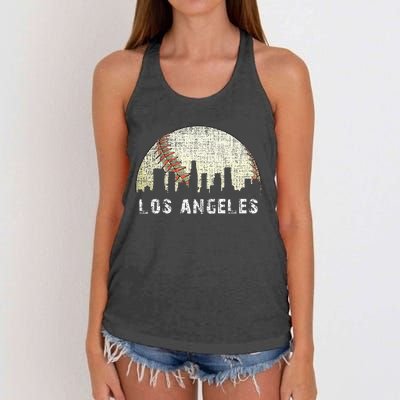 Los Angeles Vintage Baseball Distressed Gameday Retro Women's Knotted Racerback Tank