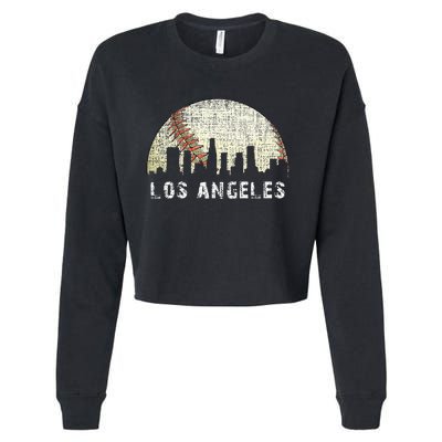 Los Angeles Vintage Baseball Distressed Gameday Retro Cropped Pullover Crew