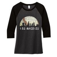 Los Angeles Vintage Baseball Distressed Gameday Retro Women's Tri-Blend 3/4-Sleeve Raglan Shirt