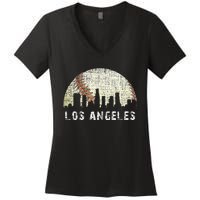 Los Angeles Vintage Baseball Distressed Gameday Retro Women's V-Neck T-Shirt