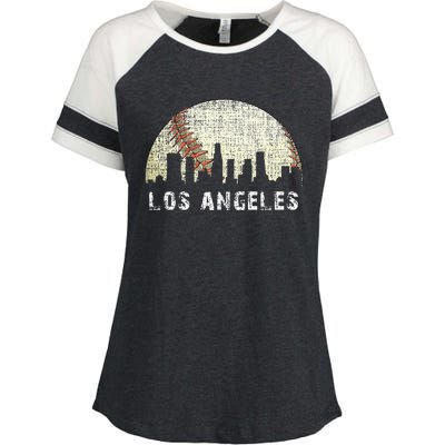 Los Angeles Vintage Baseball Distressed Gameday Retro Enza Ladies Jersey Colorblock Tee