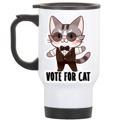 Leo Ambrose Vote For Cat Stainless Steel Travel Mug